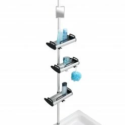 WENKO Teleskop Dusch-Regal Line - Aluminium / Polypropylen - Silber / Schwarz -Badaccessoires Verkäufe 1000287182 210827 13303400383 DETAILS P000000001000287182