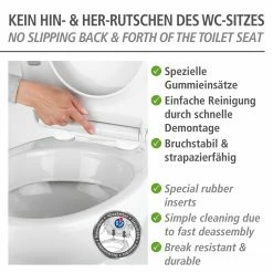 WENKO Premium WC-Sitz Kos - Thermoplast / Edelstahl - Schwarz -Badaccessoires Verkäufe 1000287187 210827 133036001145 ICON DETAILS P000000001000287187 icon seal