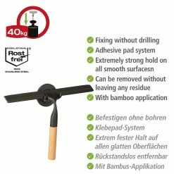 WENKO Turbo-Loc Duschabzieher Bambusa - Edelstahl - Schwarz / Natur -Badaccessoires Verkäufe 1000287231 210827 133053001397 ICON DETAILS P000000001000287231 icon seal