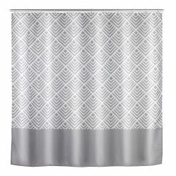 WENKO Duschvorhang Echo - Polyester - Grau / Weiß