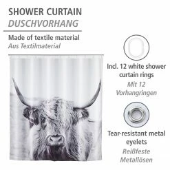 WENKO Duschvorhang Yak - Polyester - Weiß / Schwarz -Badaccessoires Verkäufe 1000289462 210907 16455700328 DETAILS P000000001000289462