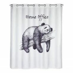 WENKO Duschvorhang Home Office - Polyester - Weiß / Schwarz