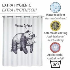 WENKO Duschvorhang Home Office - Polyester - Weiß / Schwarz -Badaccessoires Verkäufe 1000289468 210907 16454700150 DETAILS P000000001000289468