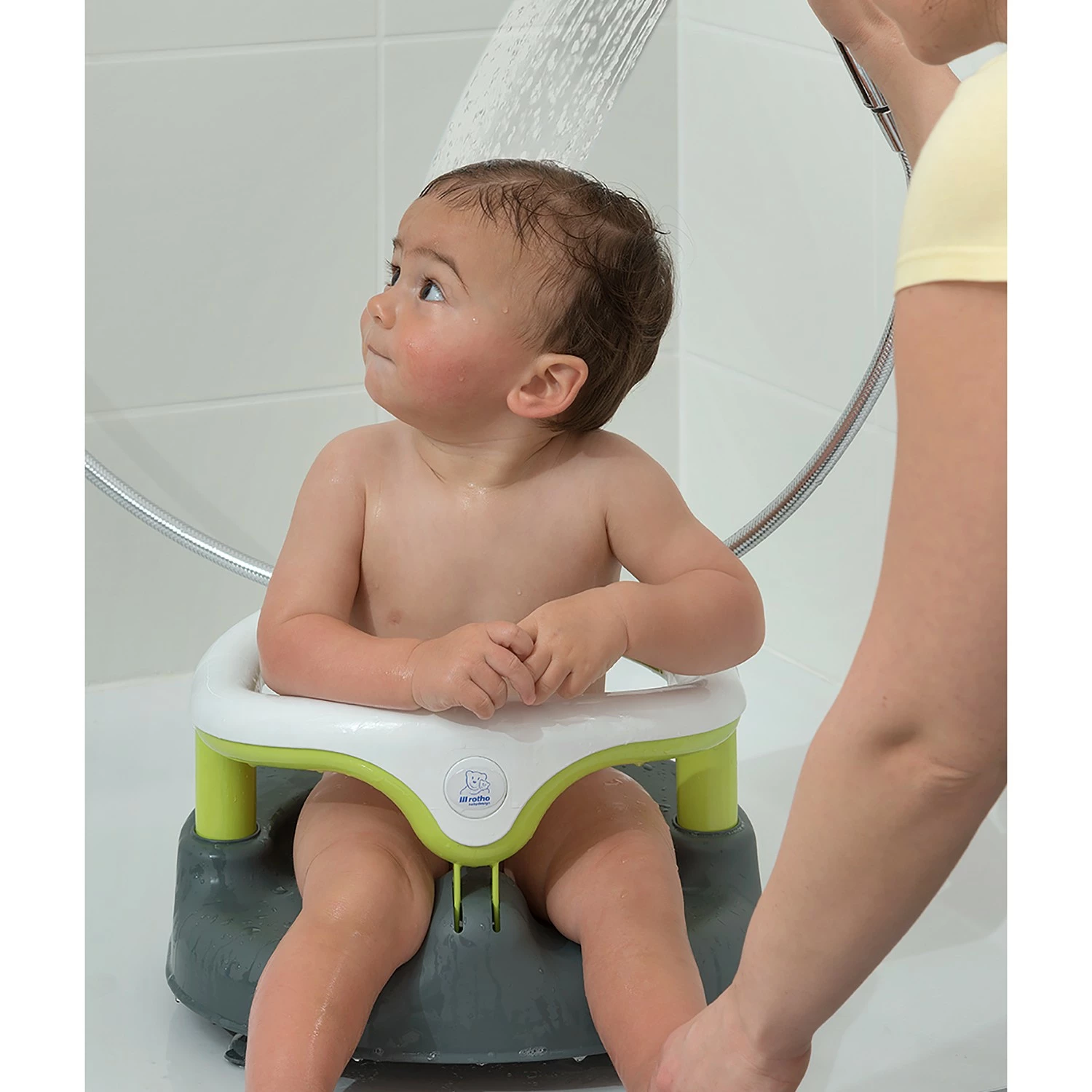 Rotho Babydesign Baby Badesitz Basic - Weiß / Grün 4 Rotho Babydesign Baby Badesitz Basic - Weiß / Grün – Bild 2