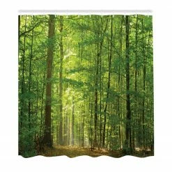 Twentyfour Duschvorhang Laubwald - Polyester - Grün - 175 x 200 cm