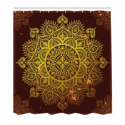Twentyfour Duschvorhang Oriental Snowflake Art - Polyester - Gelb / Braun - 175 x 180 cm