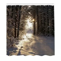 Twentyfour Duschvorhang Weihnachten - Polyester - Hellgelb / Braun - 175 x 200 cm