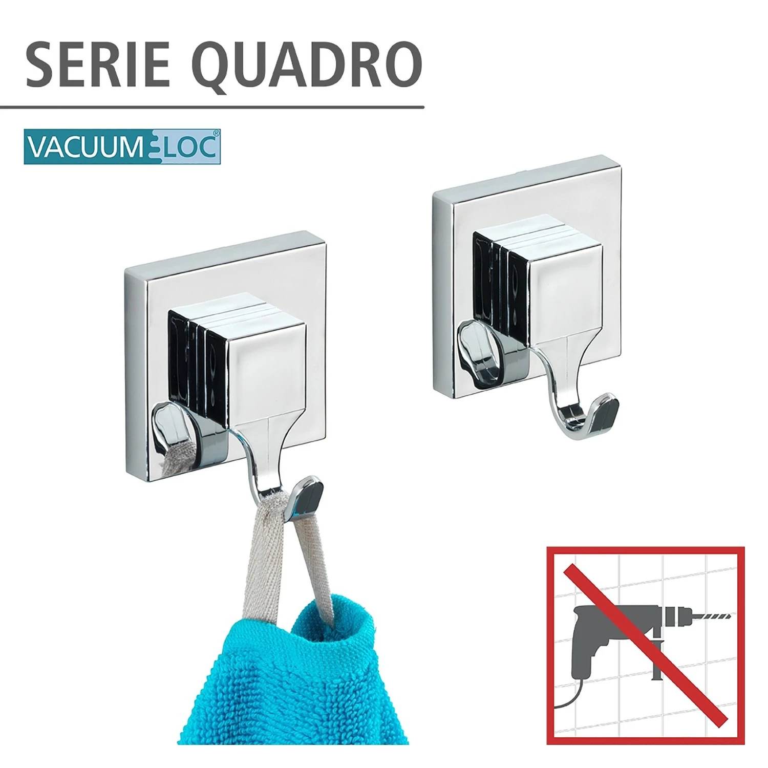WENKO Vacuum-Loc Wandhaken Quadro (2er-Set) - ABS - Silber 6 WENKO Vacuum-Loc Wandhaken Quadro (2er-Set) - ABS - Silber – Bild 4