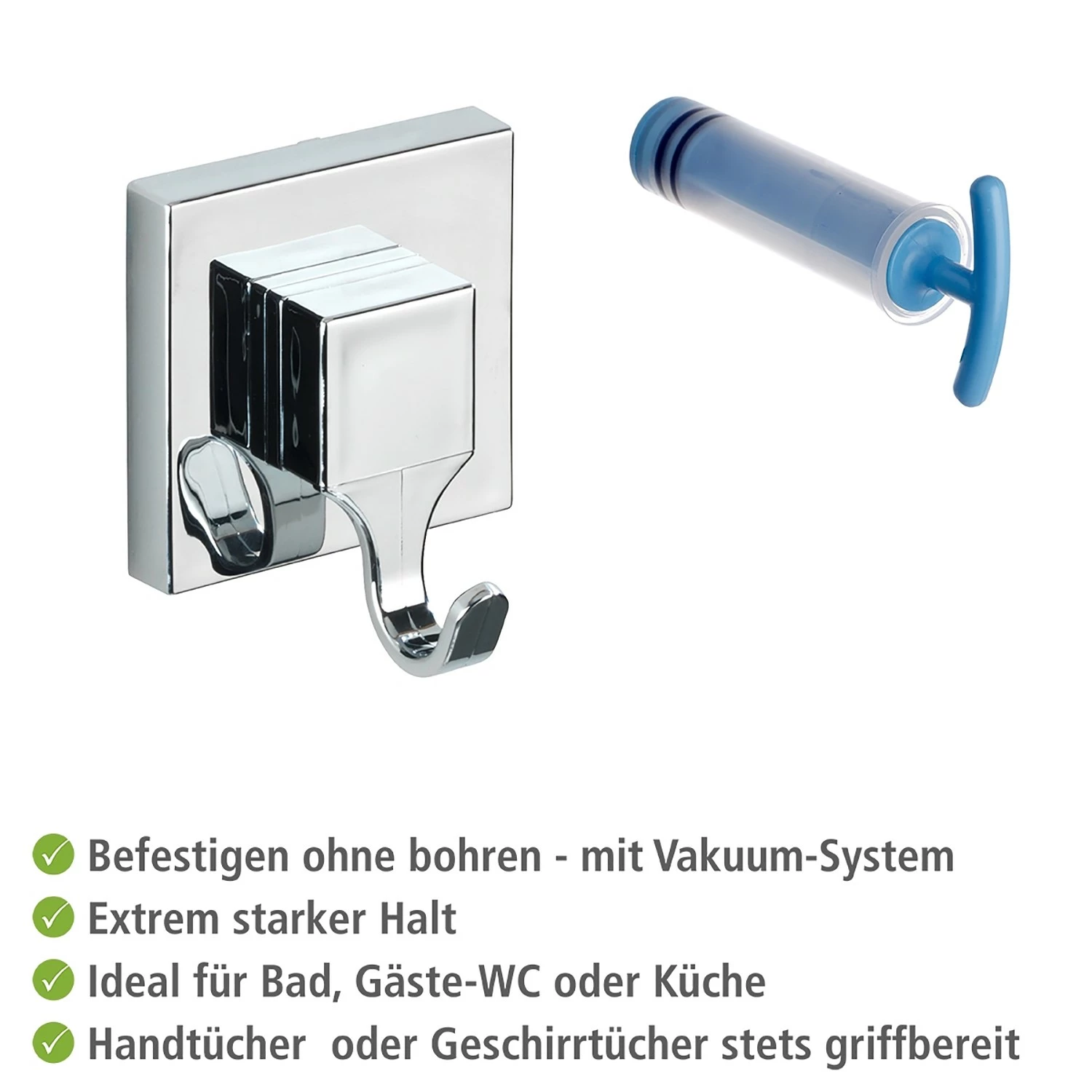 WENKO Vacuum-Loc Wandhaken Quadro (2er-Set) - ABS - Silber 8 WENKO Vacuum-Loc Wandhaken Quadro (2er-Set) - ABS - Silber – Bild 6