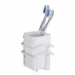 Zahnputzbecher Classic Plus - Stahl, Becher: Polypropylen - Weiß