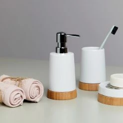 WENKO Seifenspender Bamboo - Keramik / Bambus - Weiß -Badaccessoires Verkäufe 1000333063 220218 020 MOOD DETAILS P000000001000333063 mood