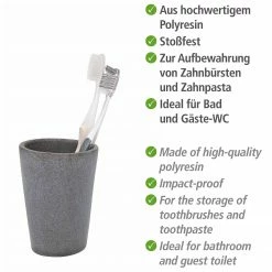 WENKO Zahnputzbecher Pebble Stone - Polyresin - Grau -Badaccessoires Verkäufe 1000333073 220218 040 DETAILS P000000001000333073