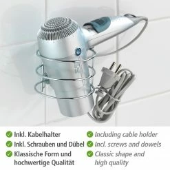 WENKO Haartrocknerhalter Classic - Stahl - Silber -Badaccessoires Verkäufe 1000333081 220218 050 DETAILS P000000001000333081