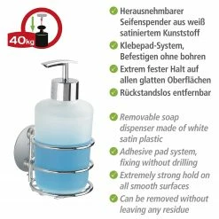 WENKO Turbo-Loc Seifenspender Fireside - Stahl / Polypropylen - Silber -Badaccessoires Verkäufe 1000333082 220218 031 DETAILS P000000001000333082