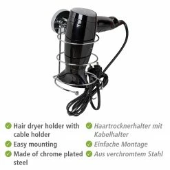 WENKO Vacuum-Loc Haartrocknerhalter Glostrup - Stahl - Silber -Badaccessoires Verkäufe 1000333084 220218 031 DETAILS P000000001000333084
