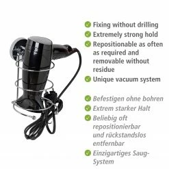 WENKO Vacuum-Loc Haartrocknerhalter Glostrup - Stahl - Silber -Badaccessoires Verkäufe 1000333084 220218 032 DETAILS P000000001000333084