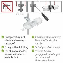 WENKO Duschstangencaddy Premium - Polystyrol / ABS - Transparent -Badaccessoires Verkäufe 1000333098 220218 060 DETAILS P000000001000333098