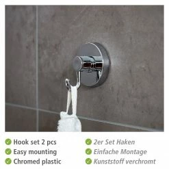 WENKO Vacuum-Loc Haken Glostrup (2er-Set) - ABS - Silber -Badaccessoires Verkäufe 1000333131 220218 031 DETAILS P000000001000333131