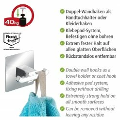 WENKO Turbo-Loc Wandhaken Duo - Edelstahl / ABS - Silber -Badaccessoires Verkäufe 1000333139 220218 031 DETAILS P000000001000333139
