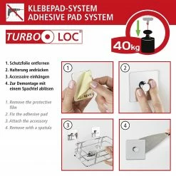 WENKO Turbo-Loc Wandhaken Duo - Edelstahl / ABS - Silber -Badaccessoires Verkäufe 1000333139 220218 033 DETAILS P000000001000333139