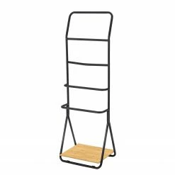 WENKO Handtuchhalter Verona - Metall / Bambus - Schwarz