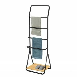 WENKO Handtuchhalter Verona - Metall / Bambus - Schwarz -Badaccessoires Verkäufe 1000333229 220218 030 DETAILS P000000001000333229