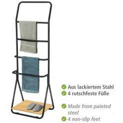 WENKO Handtuchhalter Verona - Metall / Bambus - Schwarz -Badaccessoires Verkäufe 1000333229 220218 040 DETAILS P000000001000333229