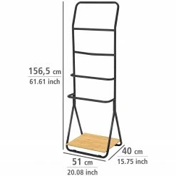 WENKO Handtuchhalter Verona - Metall / Bambus - Schwarz -Badaccessoires Verkäufe 1000333229 220218 500 SKETCH DETAILS P000000001000333229 sketch