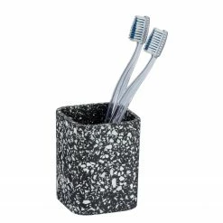 WENKO Zahnputzbecher Terrazzo - Schwarz
