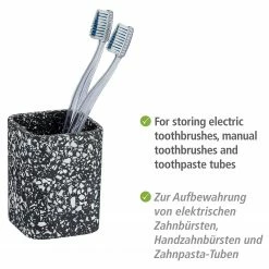 WENKO Zahnputzbecher Terrazzo - Schwarz -Badaccessoires Verkäufe 1000333233 220218 030 DETAILS P000000001000333233