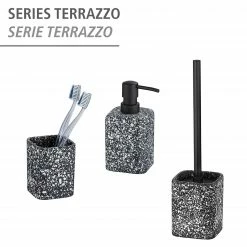 WENKO Zahnputzbecher Terrazzo - Schwarz -Badaccessoires Verkäufe 1000333233 220218 040 DETAILS P000000001000333233
