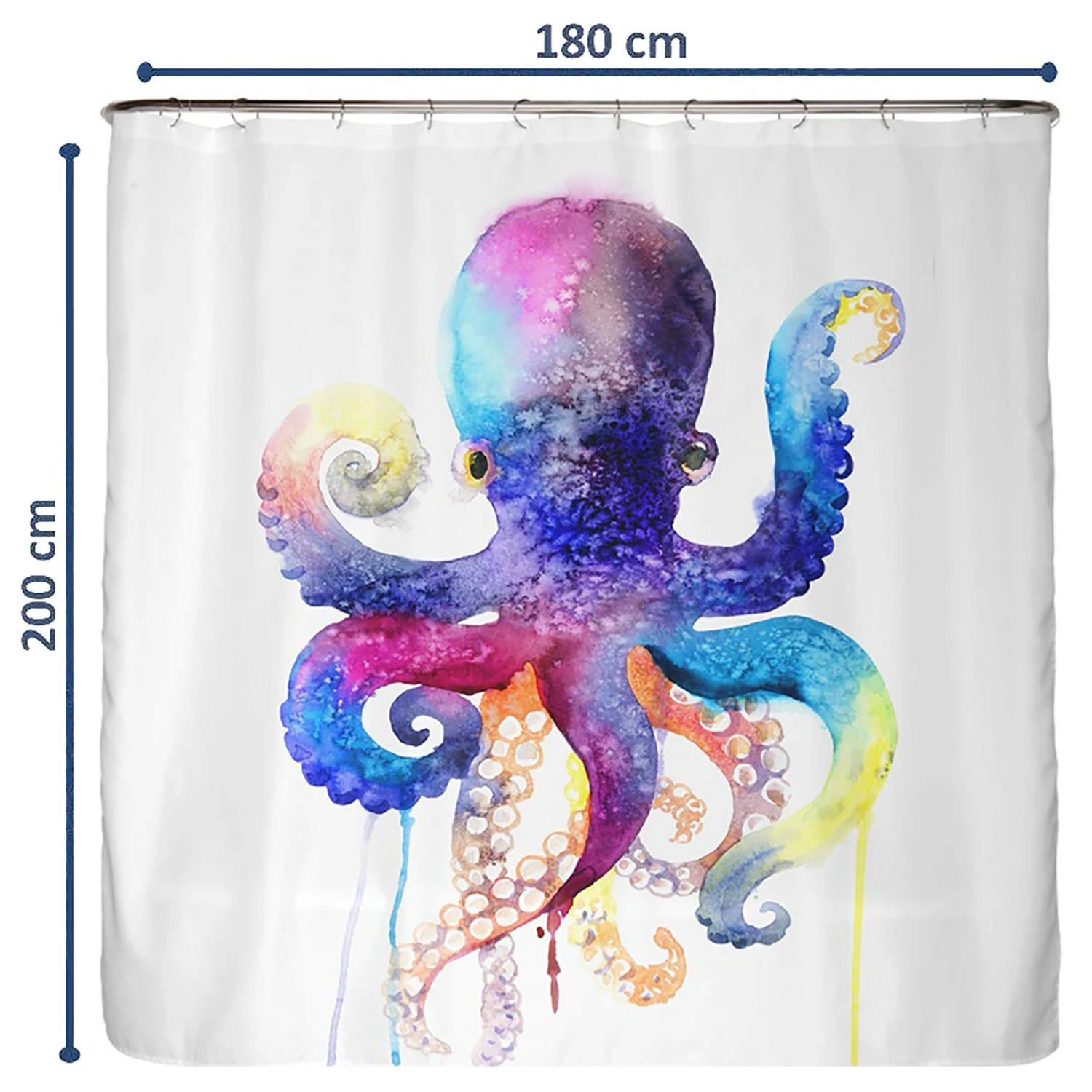 Arteneur Anti-Schimmel Duschvorhang Tintenfisch - Polyester - Mehrfarbig 4 Arteneur Anti-Schimmel Duschvorhang Tintenfisch - Polyester - Mehrfarbig – Bild 2