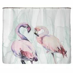 Arteneur Recycling-Duschvorhang Loving Flamingos - Polyester - Mehrfarbig