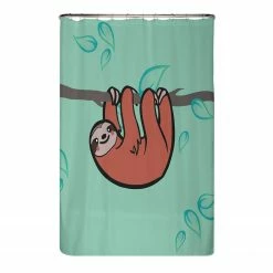 Arteneur Recycling-Duschvorhang Faultier - Polyester - Mehrfarbig