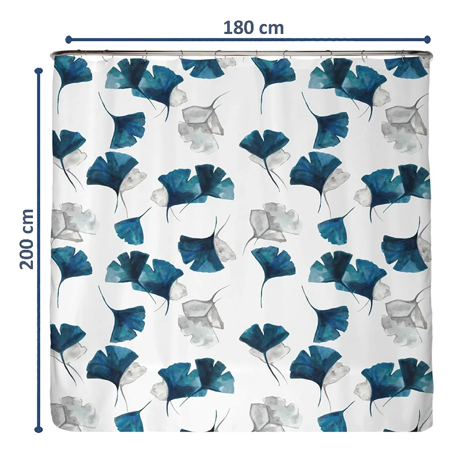 Arteneur Recycling-Duschvorhang Blaue Blätter - Polyester - Blau 4 Arteneur Recycling-Duschvorhang Blaue Blätter - Polyester - Blau – Bild 2
