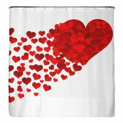 Arteneur Recycling-Duschvorhang Herz - Polyester - Rot / Weiß