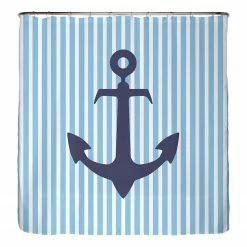 Arteneur Anti-Schimmel Duschvorhang blauer Anker - Polyester - Blau