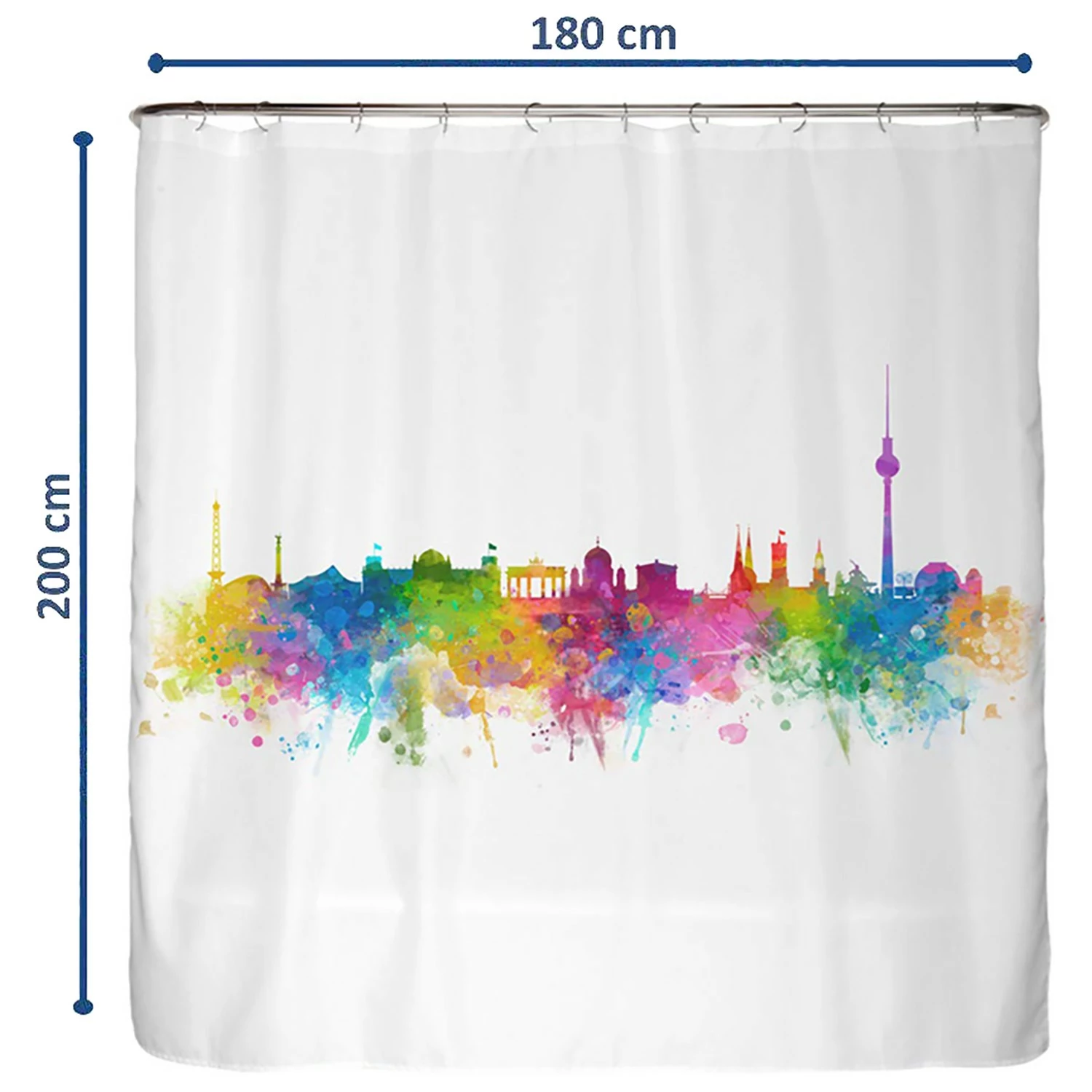 Arteneur Anti-Schimmel Duschvorhang Berlin - Polyester - Mehrfarbig 4 Arteneur Anti-Schimmel Duschvorhang Berlin - Polyester - Mehrfarbig – Bild 2