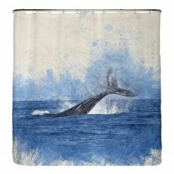 Arteneur Recycling-Duschvorhang Walfisch - Polyester - Blau - 200 x 220 cm