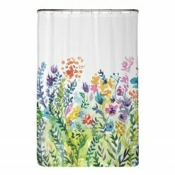 Arteneur Recycling-Duschvorhang Bunte Blumen - Polyester - Mehrfarbig - 120 x 200 cm