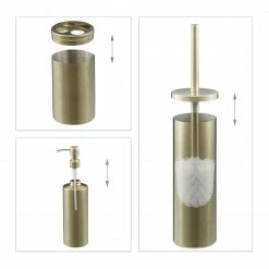 Relaxdays 5-tlg. Badezimmer Set gold -Badaccessoires Verkäufe 100b0144684b4386b775fb9cac0edc83