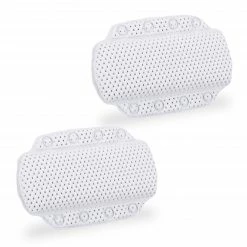 Relaxdays 2x Badewannenkissen mit Saugnäpfen weiß