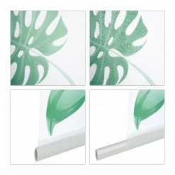 Relaxdays Duschrollo Blätter grün - Breite: 140 cm -Badaccessoires Verkäufe 17359e9822924bf4b50067020c64a405