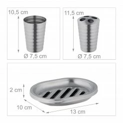 Relaxdays 5-tlg. Badezimmer Set Edelstahl -Badaccessoires Verkäufe 1a6ed02553944940b4d37bacd55911b9