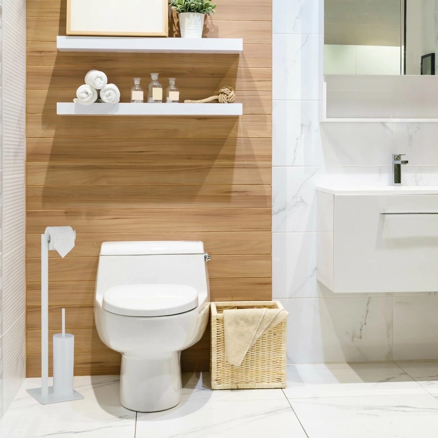 Relaxdays WC Garnitur in Weiß 4 Relaxdays WC Garnitur in Weiß – Bild 2