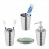 Relaxdays 4-tlg. Badezimmer Set Edelstahl poliert -Badaccessoires Verkäufe 2266d17871744b5db81218ebe53de65a