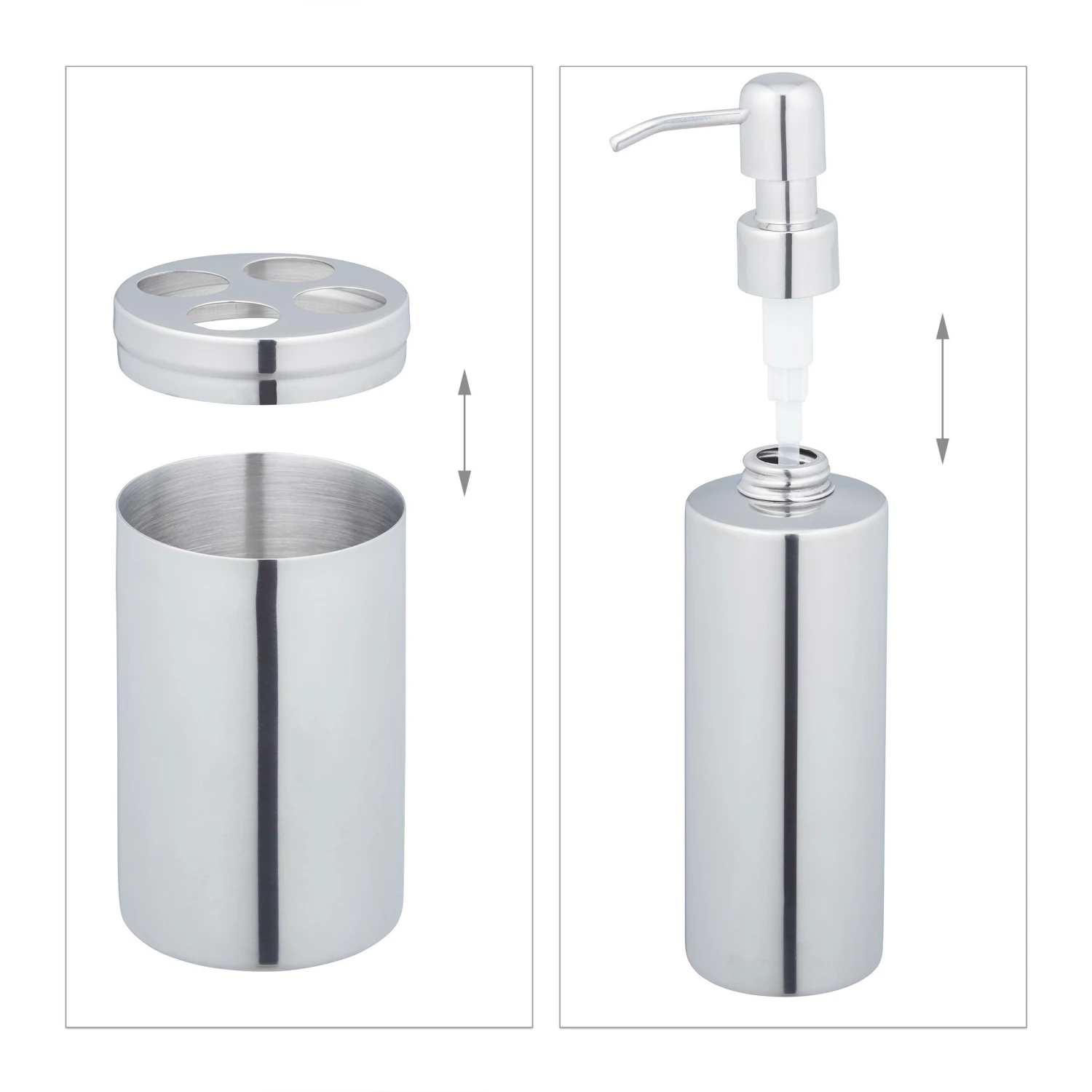 Relaxdays 4-tlg. Badezimmer Set glänzendes Silber 7 Relaxdays 4-tlg. Badezimmer Set glänzendes Silber – Bild 5