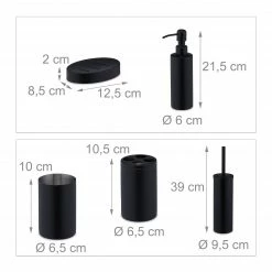 Relaxdays 5-tlg. Badezimmer Set schwarz -Badaccessoires Verkäufe 26872efc5ee84f07acfe8f303fc8bcac