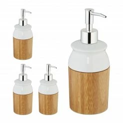 Relaxdays 4 x Seifenspender Bambus