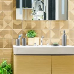 Relaxdays 4-tlg. Badezimmer Set in mattem Silber -Badaccessoires Verkäufe 2c5799ea89c74ad28e3fa1b333c5cf80